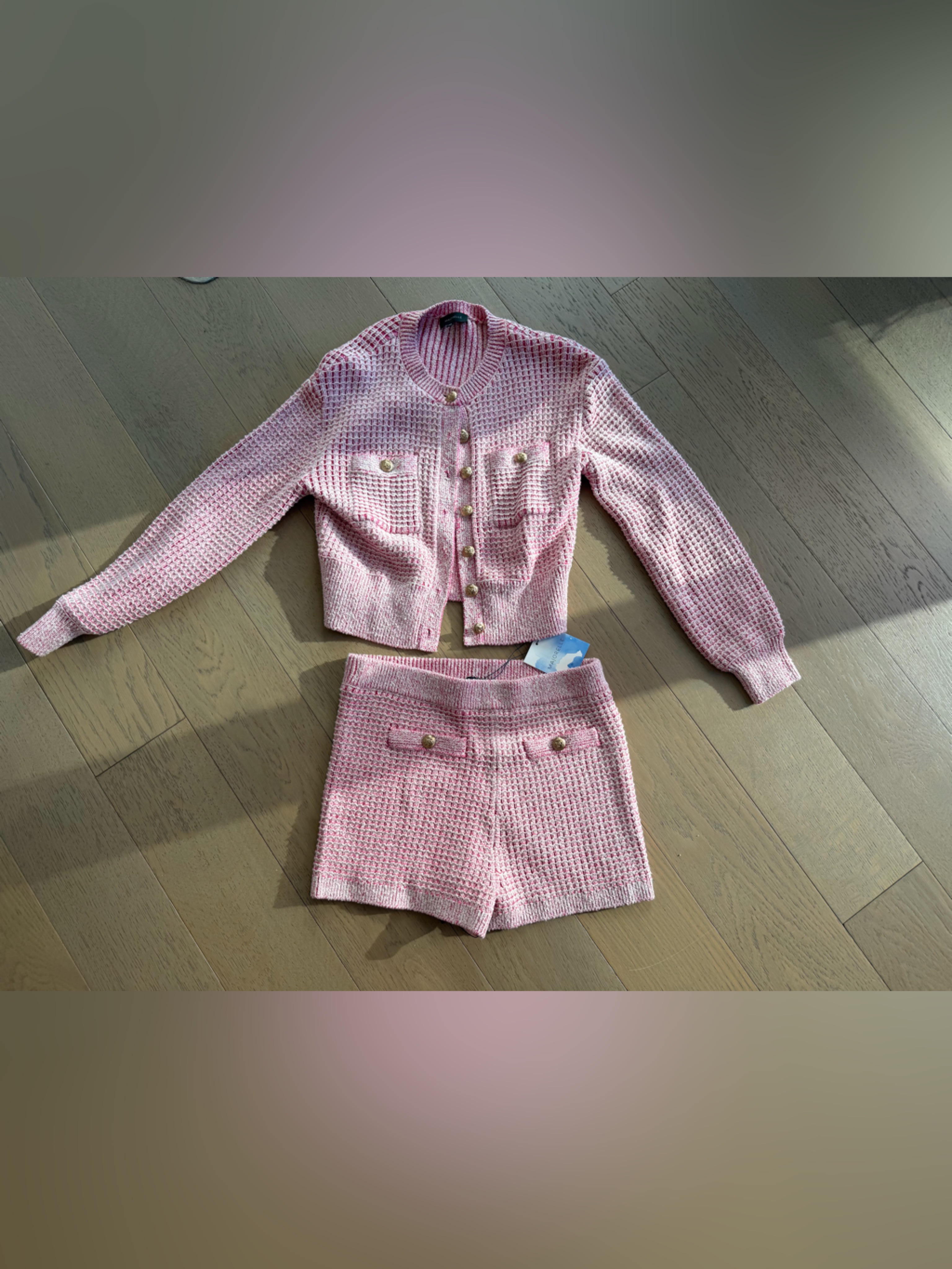 Majorelle Pink Knit Two-Piece Jacket And Skirt Set